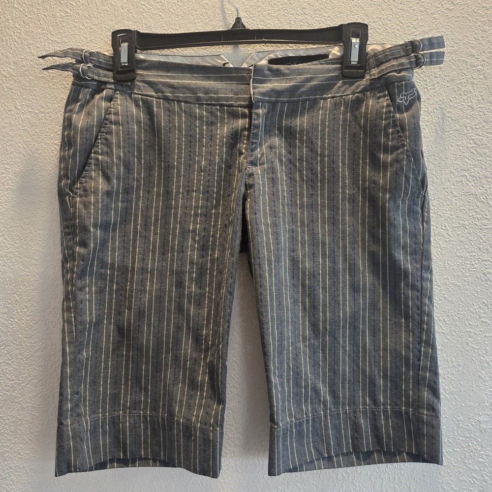 Fox Girls Bermuda Shorts Womens 5 Gray Pinstripe Moto‎ Style Riding Shorts